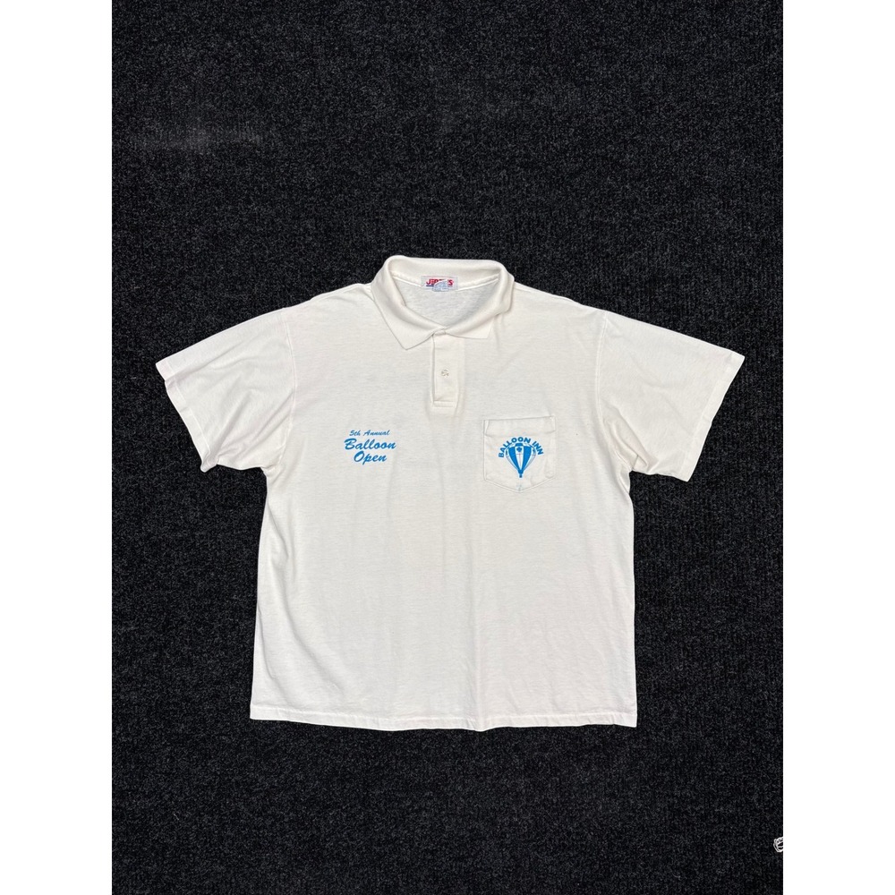 Vintage Jerzees Balloon Inn Arvada Colorado Polo Shirt White XL Made in USA